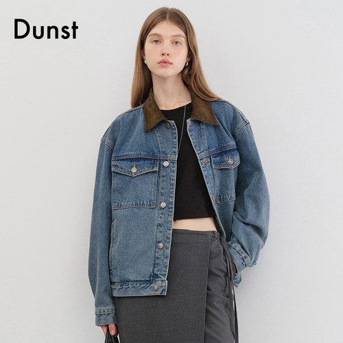 Dunst中性领口拼接宽松休闲水洗复古牛仔工装夹克外套UDJU5C115