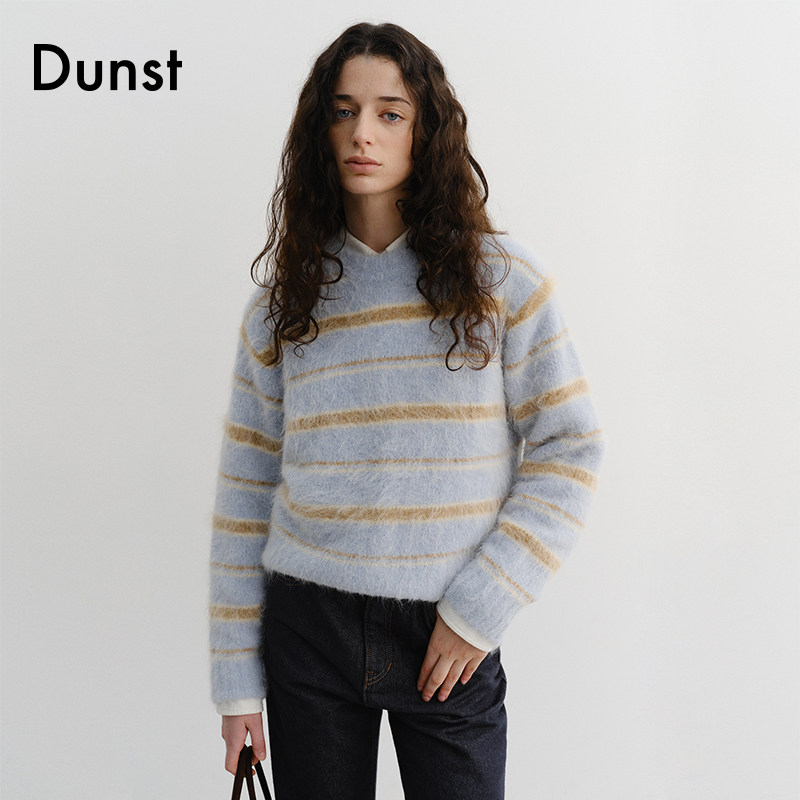 Dunst【白逸帆同款】2025冬季新品条纹起绒针织衫上衣UDSW5D129