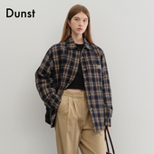 Dunst中性休闲复古绗缝法兰绒格纹衬衫 宽松百搭外套UDJU5C112