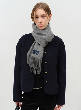 Dunst冬季高级感日常百搭中性纯色简约流苏细节围脖UDMU4F102