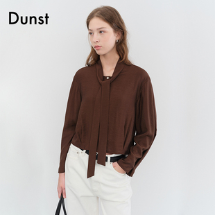 上衣UDBL5C203 女士优雅高级感领带缎面衬衫 Dunst2025秋季 新品