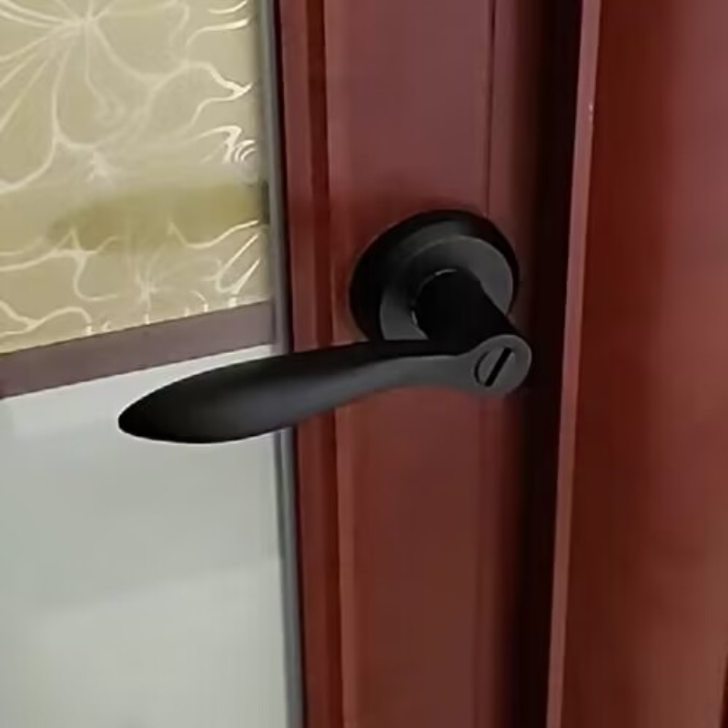 卫生间门锁无钥匙通用型铝合金洗手间执手锁浴室厕所锁三杆门把手