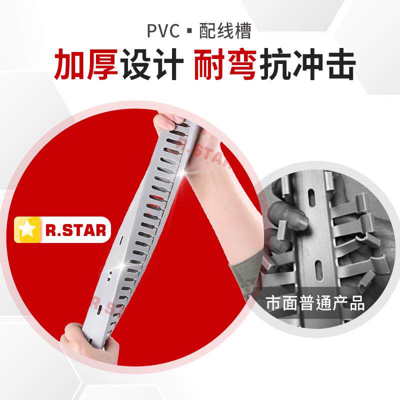 线槽pvc线槽塑料行线槽配线槽走线槽配电箱配电柜灰色50明装阻燃u