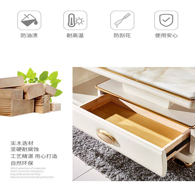 天然大理石茶几电视柜组合时尚家用实木环保烤漆小户型茶桌客厅
