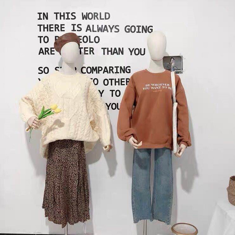 模特道具女服装店橱窗半身带头展示架假人体女装拍照婚纱模特架子