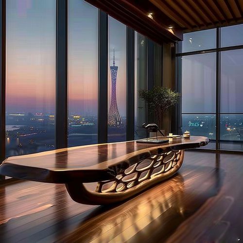 新中式实木大阪茶桌椅组合客厅家用黑胡桃木泡茶桌简约办公室茶台