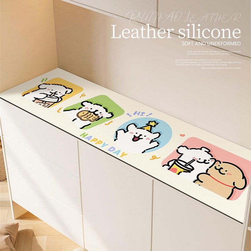 卡通风餐小狗边柜垫子玄关鞋柜防水防油免洗保护台面皮革盖布桌垫,居家布艺,桌布,淘宝优惠券,粉丝福利购,淘宝优惠卷