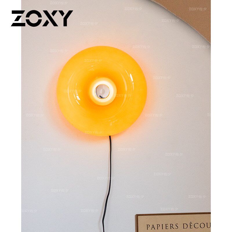 zoxy佐夕 法式奶油风卧室触摸式壁灯橘色甜甜圈床头过道氛围台灯