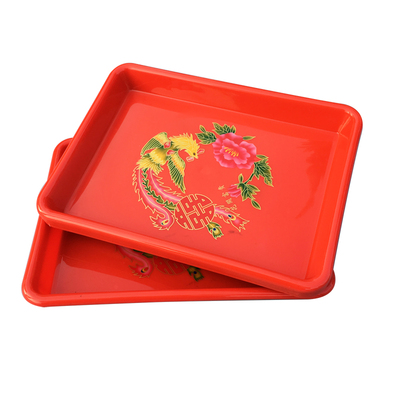 无脚平底小红盘水饺盘塑料饺饺子盘托盘长方形厨房冰箱速冻冷冻