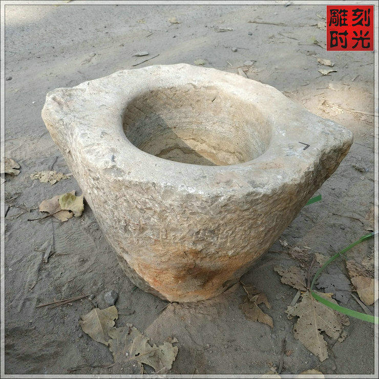 复古怀旧手工曲阳石雕石臼 打麻餈粑花草盆用老石臼 圆雕工艺
