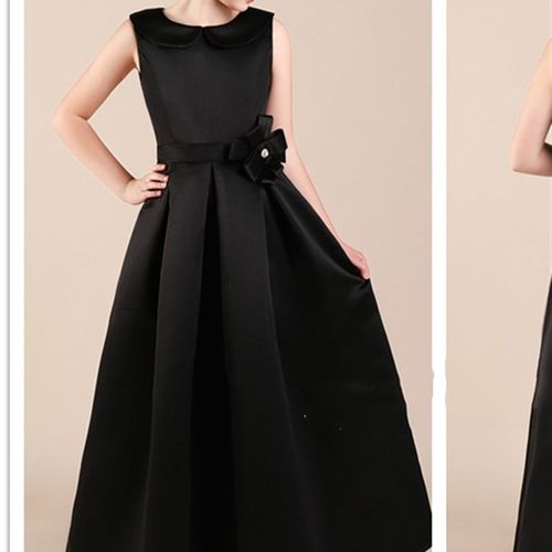 2021新长款黑色儿童女童演出礼服六一钢琴大提琴演奏服公主生日裙