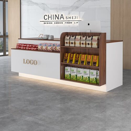 超市收银台展示柜吧台桌公司奶茶店柜台小型展示台商铺前台接待台