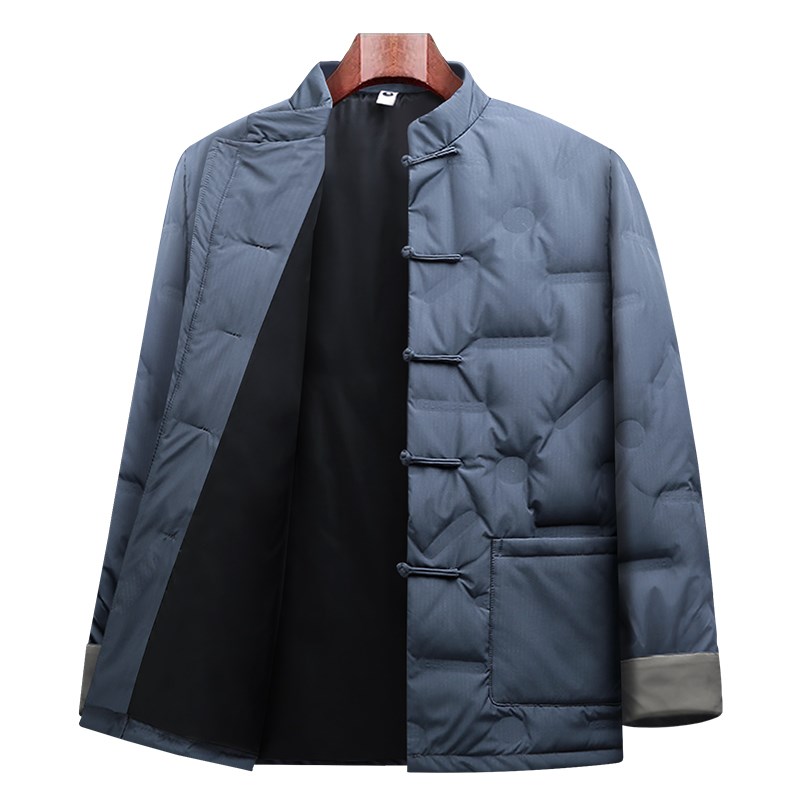 男士中国风唐装羽绒服中老年冬季宽松大码休闲中式盘扣爸爸装外套