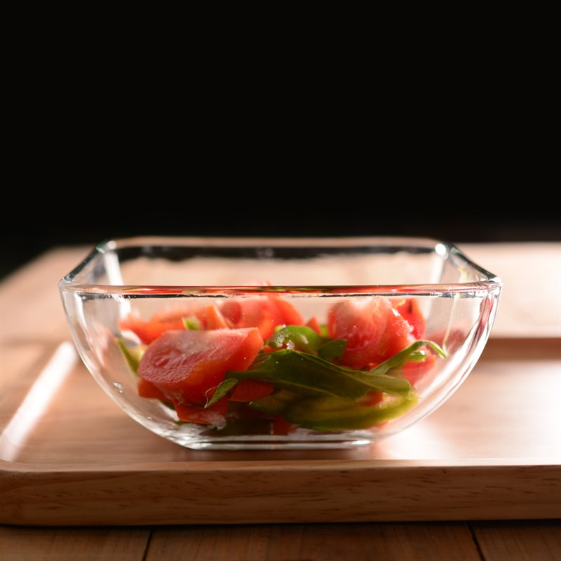 加点乐方形钢化玻璃碗透明水果盘汤碗泡面碗家用微波炉菜碗沙拉碗