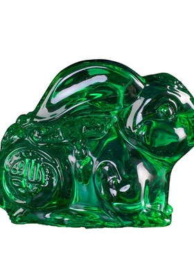 淄博琉璃兔子摆件十二生肖吉祥水晶玉兔创意工艺礼品家居车载饰品