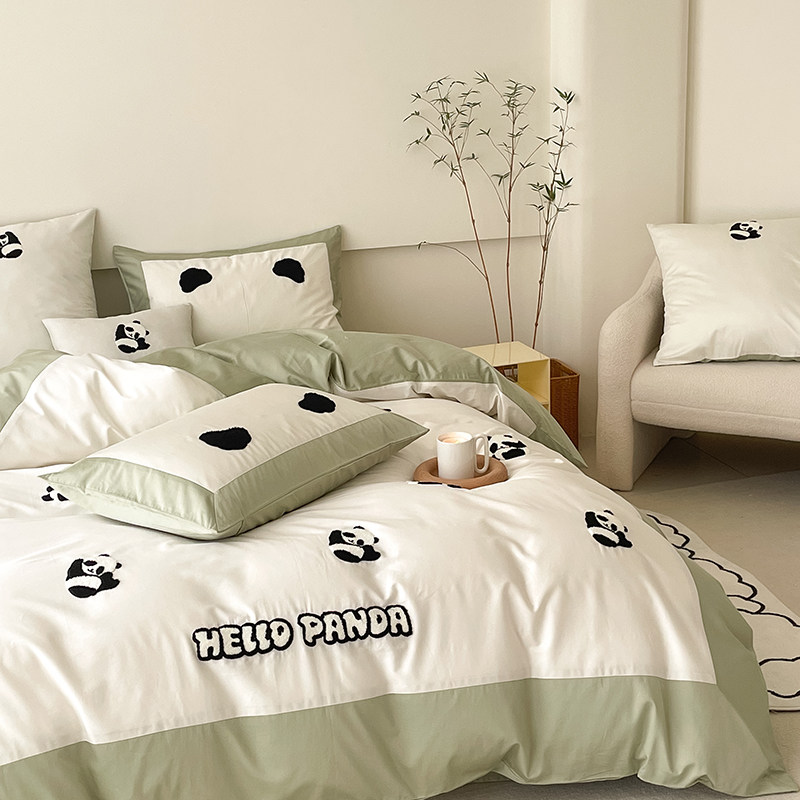 高定款100支纯棉澳棉毛巾绣轻奢纯棉长绒棉床单被套四件套