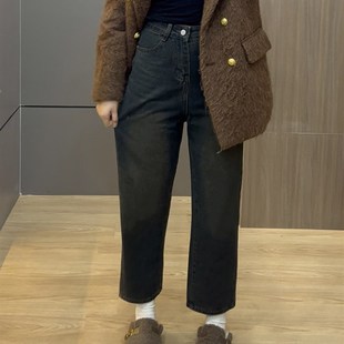 老爹裤 胖MM高腰宽松显瘦遮胯2024年新款 女大码 复古蓝哈伦牛仔裤