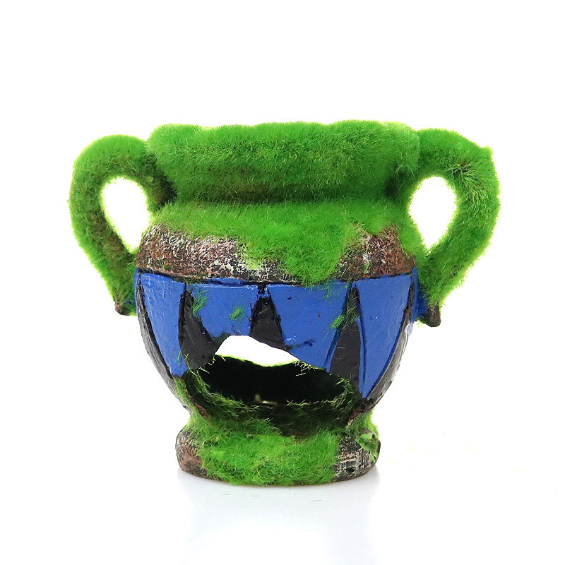 鱼缸装饰雷龙鱼三湖慈鲷躲避罐迷你布景躲避屋虾窝雕罐鱼缸隔离屋