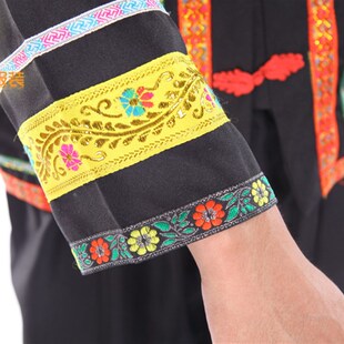 黑色长袖拉祜族男装演出舞蹈服装 景颇族彝族苗族表演民族服211