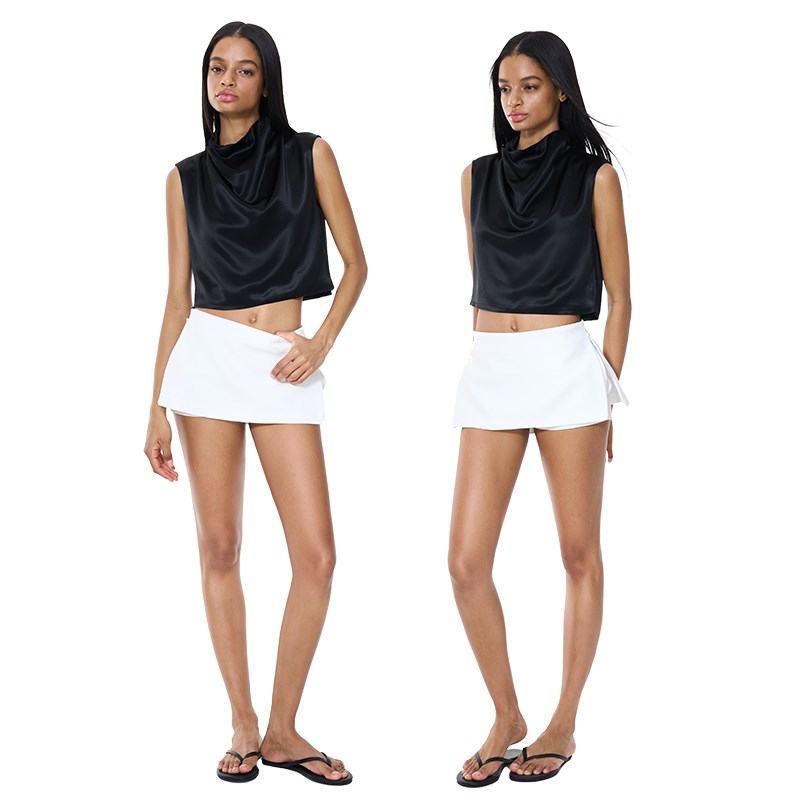 NO INFO基础款的设计感升级 复古低腰侧开衩拉链长腿裙裤西装短裤