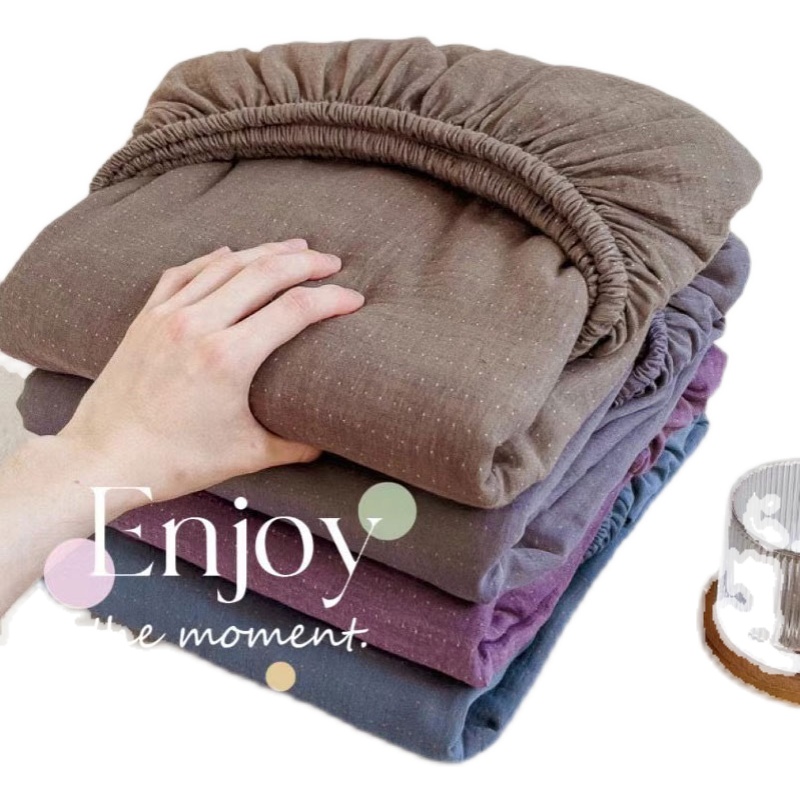 母婴级A类全棉色织双层纱床笠单件纯棉席梦思床垫保护套1.8m床罩