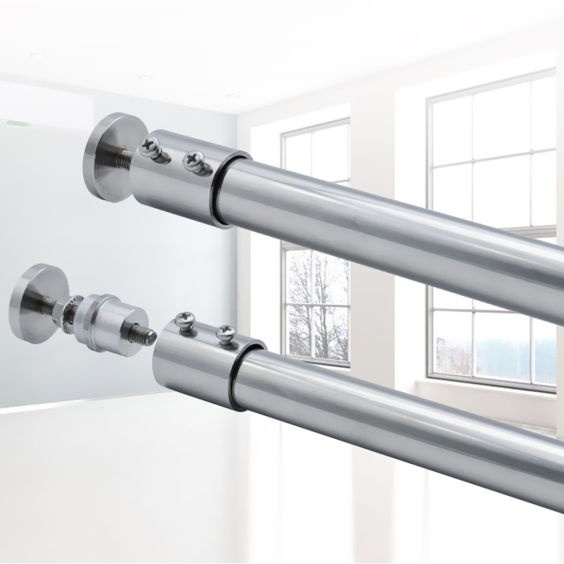 沛晴 304免孔固定座晾衣杆法兰座衣柜杆管托浴帘撑杆免安装固定座