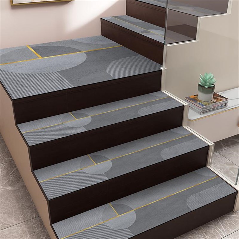 轻奢高级楼梯踏步垫家用防滑可擦免洗台阶脚垫子自粘隔音地垫定制
