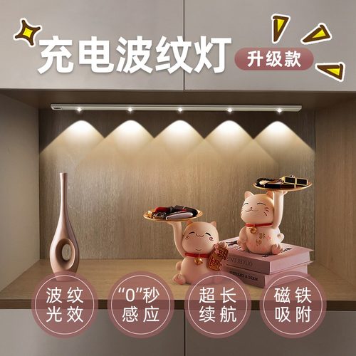 浴光led人体感应灯带充电猫眼衣柜橱柜灯无线粘贴免开槽酒柜灯条