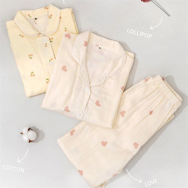 春夏女童纯棉纱布开衫中大童新款薄款长袖长裤儿童睡衣家居服套装