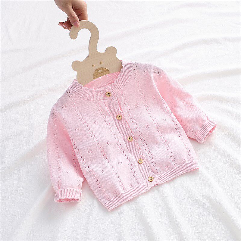 女童针织开衫防晒衣婴儿薄款小外搭新生宝宝外套毛衣空调衫春夏