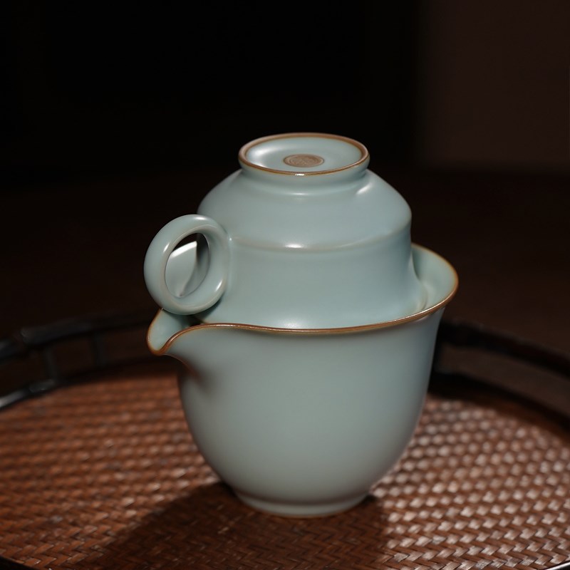 汝窑旅行茶具户外便携手工汝瓷快客杯复古景德镇陶瓷知己叮咚茶组