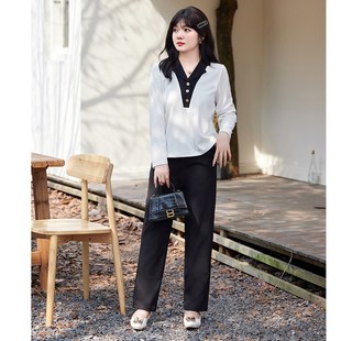 2024秋季新款大码女装西装裤直简垂感显瘦胖MM九分休闲西裤子。