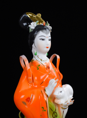 陶瓷嫦娥仙子神像飞天嫦娥奔月玉兔仙女佛像中式家用家居客厅摆件