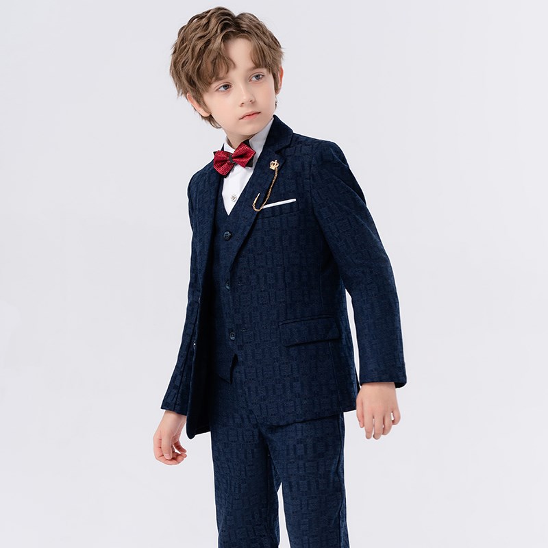 中小童钢琴演出服男孩生日西装英伦风花童西服主持人儿童礼服套装