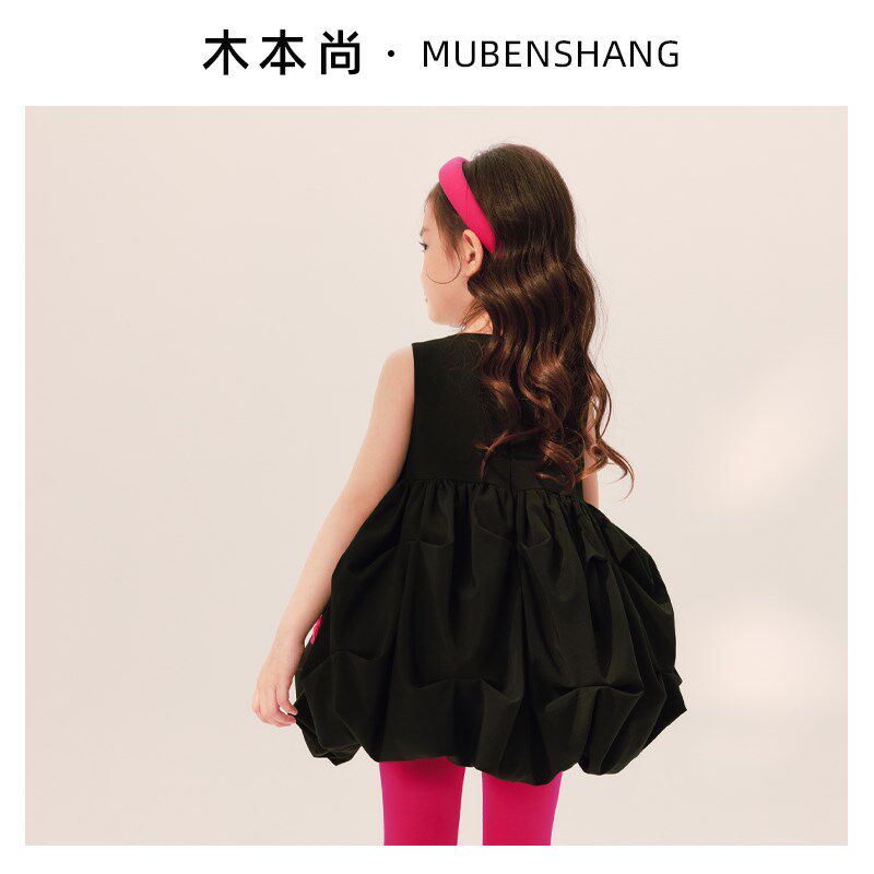木本尚女宝宝春夏装公主裙2025新款女童连衣裙背心裙可爱花苞裙