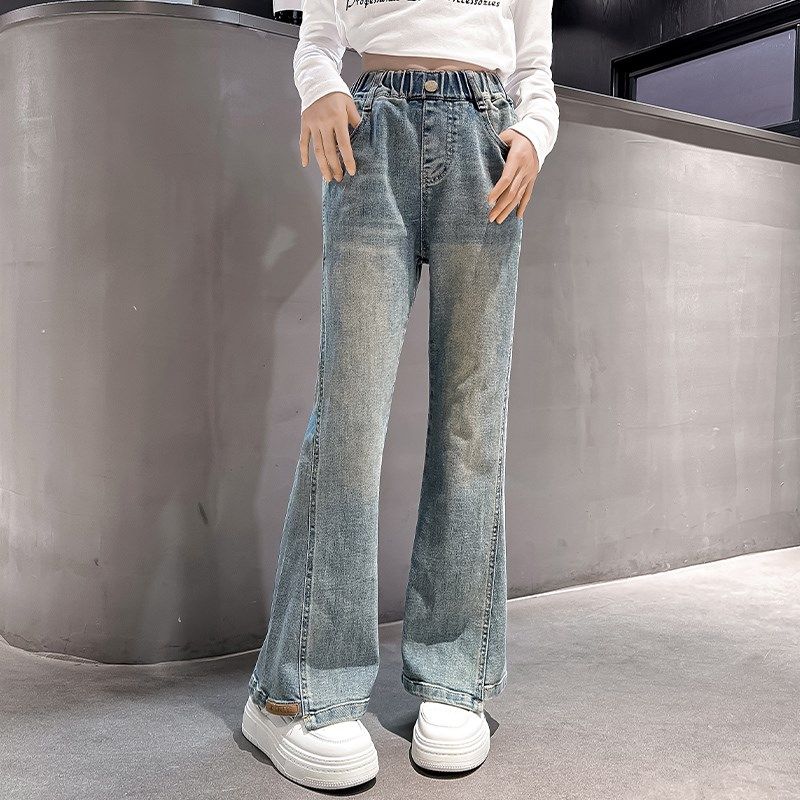 女童牛仔裤喇叭裤春秋2024新款儿童裤子春装女孩大童女装春季童装