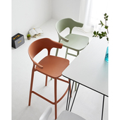 北欧塑料酒吧椅现代简约家用吧台椅可叠放设计师创意户外高脚餐椅
