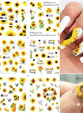 12 Styles Sunflower Nail Art Stickers Decals Flower Nail Art