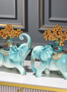 大象摆件一对乔迁新居礼品电视柜酒柜玄关摆件轻奢高档艺术装饰品