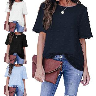 极速Solid Color Loose T-shirts For Women Casual Summer T Shi