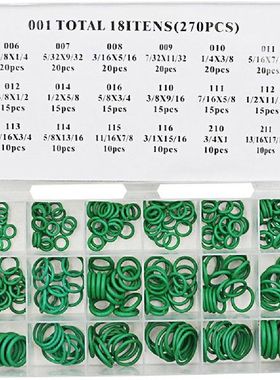 270PC 18 Sizes High Quality Rubber Green O Ring / Seals /