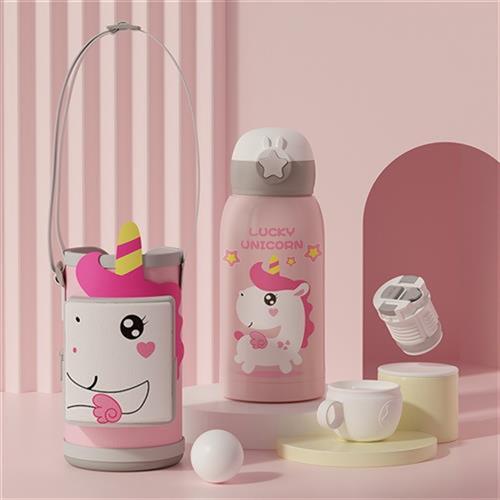 ihold德国304不锈钢智能测温儿童保温杯带吸管两用防摔直饮杯幼儿