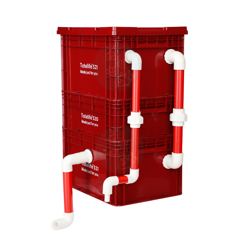 工业风周转箱酒红色过滤器乌龟兰寿金鱼缸庭院鱼池外置滴流盒过滤