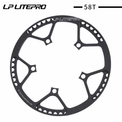 新销LP litepro折叠自行车盘片4547535658齿带护盘牙盘412P8改装