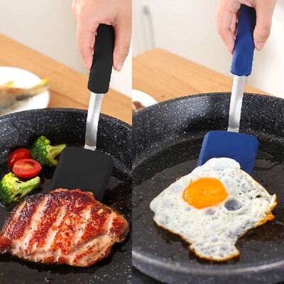 2pcsset Home Kitchen Silicone Turner Nonstick Long Handle