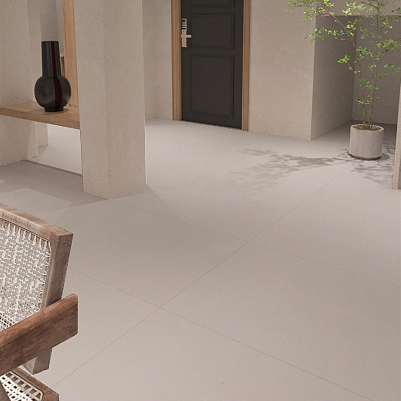 简漫素色微水泥瓷砖奶白侘寂风哑光防滑地砖客厅阳台卫生间600120