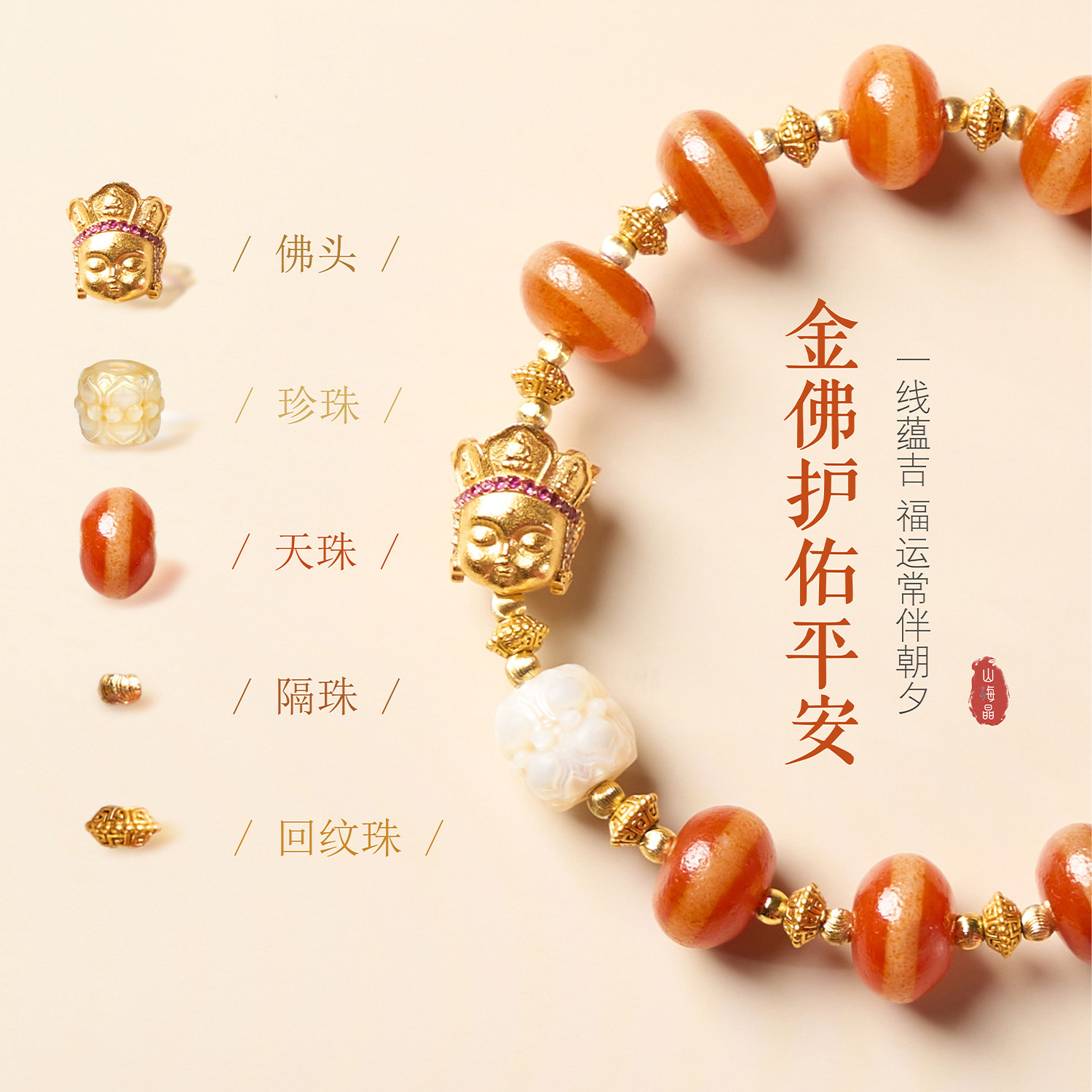 一线药师玛瑙手链金佛护佑平安复古饰品转运珠本命年新品节日礼物