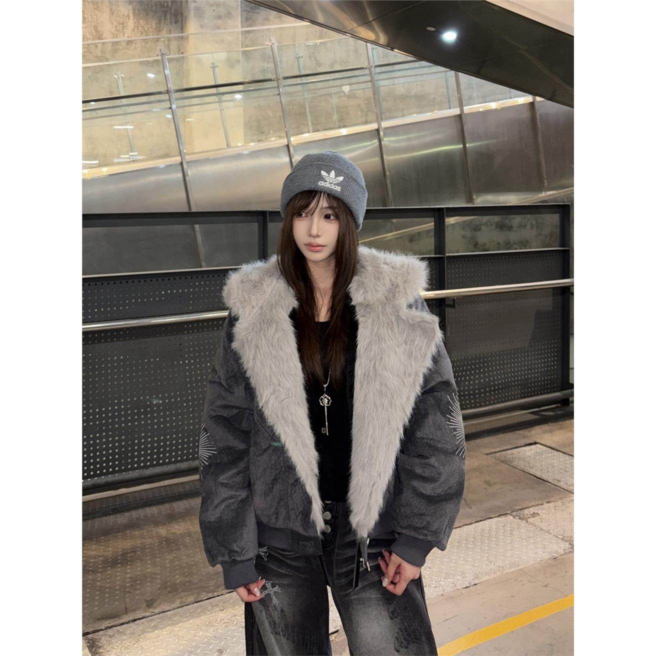 x不是好人 覆古云朵绒外套男女冬季加厚保暖彷兔毛解构座山雕棉服,个性定制/设计服务/DIY,棉服工装,淘宝优惠券,粉丝福利购,淘宝优惠卷