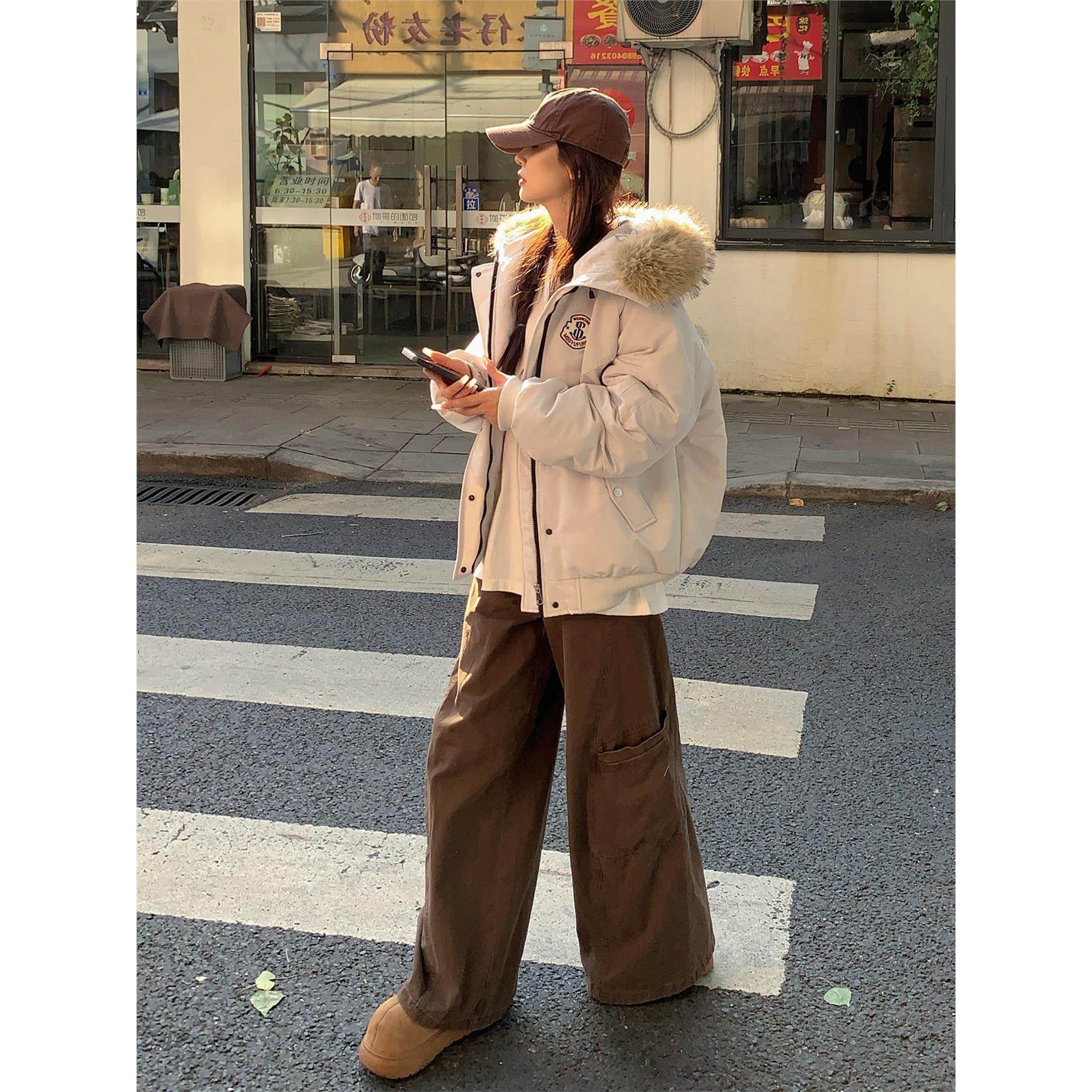 美式覆古派克棉服女2025冬季新款加厚情侣高级感工装宽松棉衣外套,个性定制/设计服务/DIY,棉服工装,淘宝优惠券,粉丝福利购,淘宝优惠卷