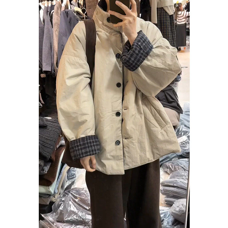 韩系格纹两面穿棉服女2024年新款冬季棉衣棉袄爆款潮保暖外套加厚,个性定制/设计服务/DIY,棉服工装,淘宝优惠券,粉丝福利购,淘宝优惠卷